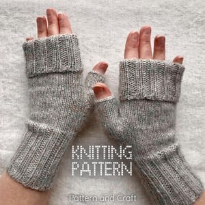 Mitaines chaudes et moelleuses sans doigts à revers repliés - Modèle de tricot - Instructions PDF à télécharger - Pour femmes