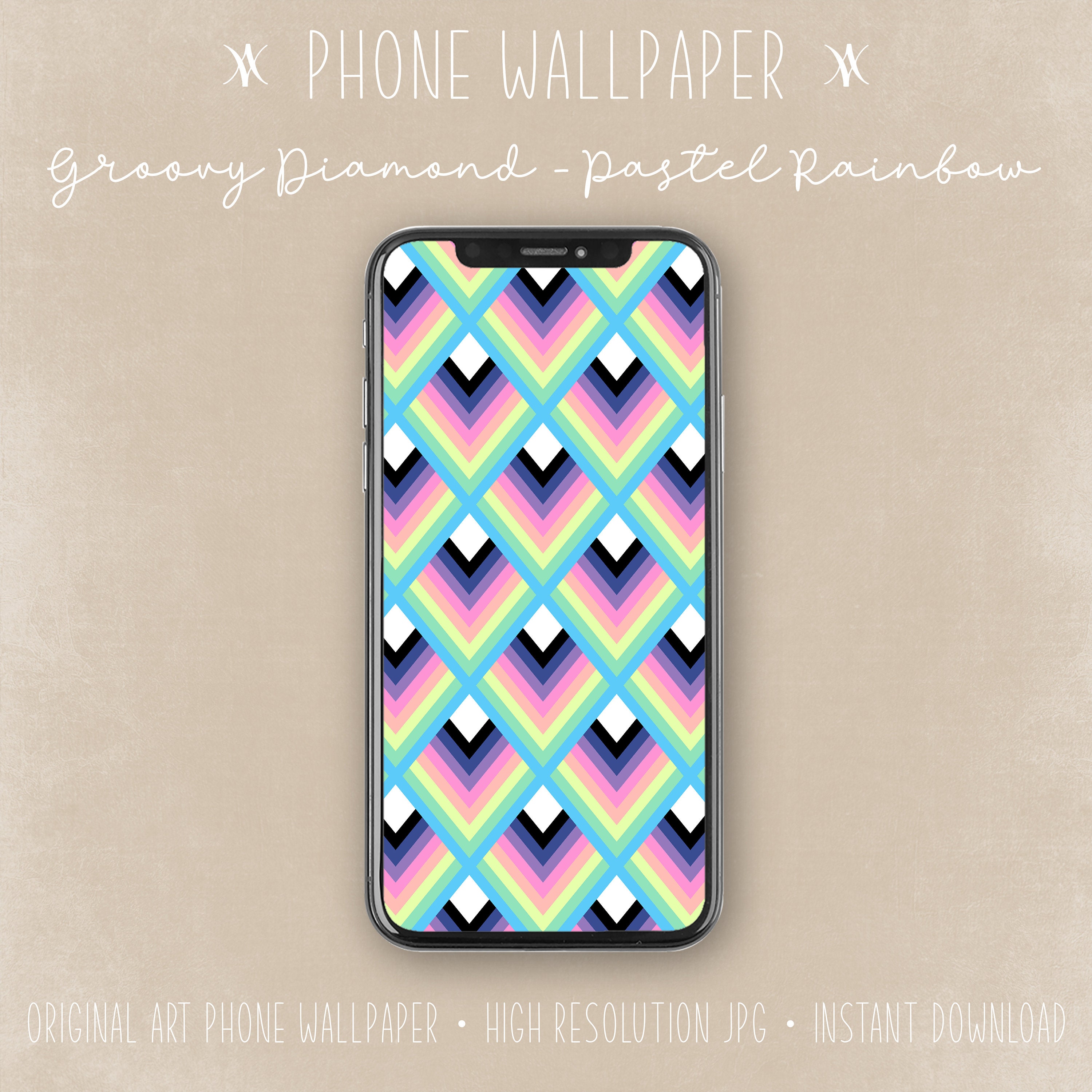 Phone Wallpaper Groovy Diamond Pastel Rainbow Phone - Etsy Phone Wallpaper Groovy Diamond Pastel Rainbow Phone - Etsy