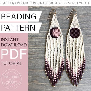 Halve maan en volle maan franjeoorbel kralenweefpatroon Digitale download pdf-kralentutorial