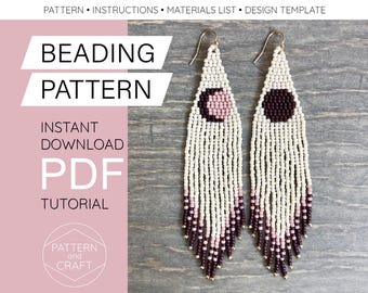 Crescent and Full Moon Fringe Earring Beadweaving Pattern Digital Download PDF Beading Tutorial