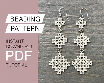 Lattice Diamonds Beaded Earring Beadweaving Pattern Digital Download PDF Beading Tutorial