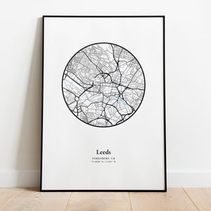 PRINTABLE Leeds Map Print for the Travel Enthusiast City Prints Simple ...