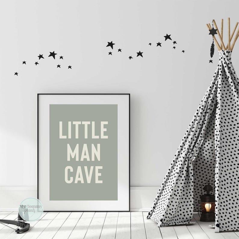 Little Man Cave Prints for Kids Bedroom, Fun Wall Art Decor, Boys Room