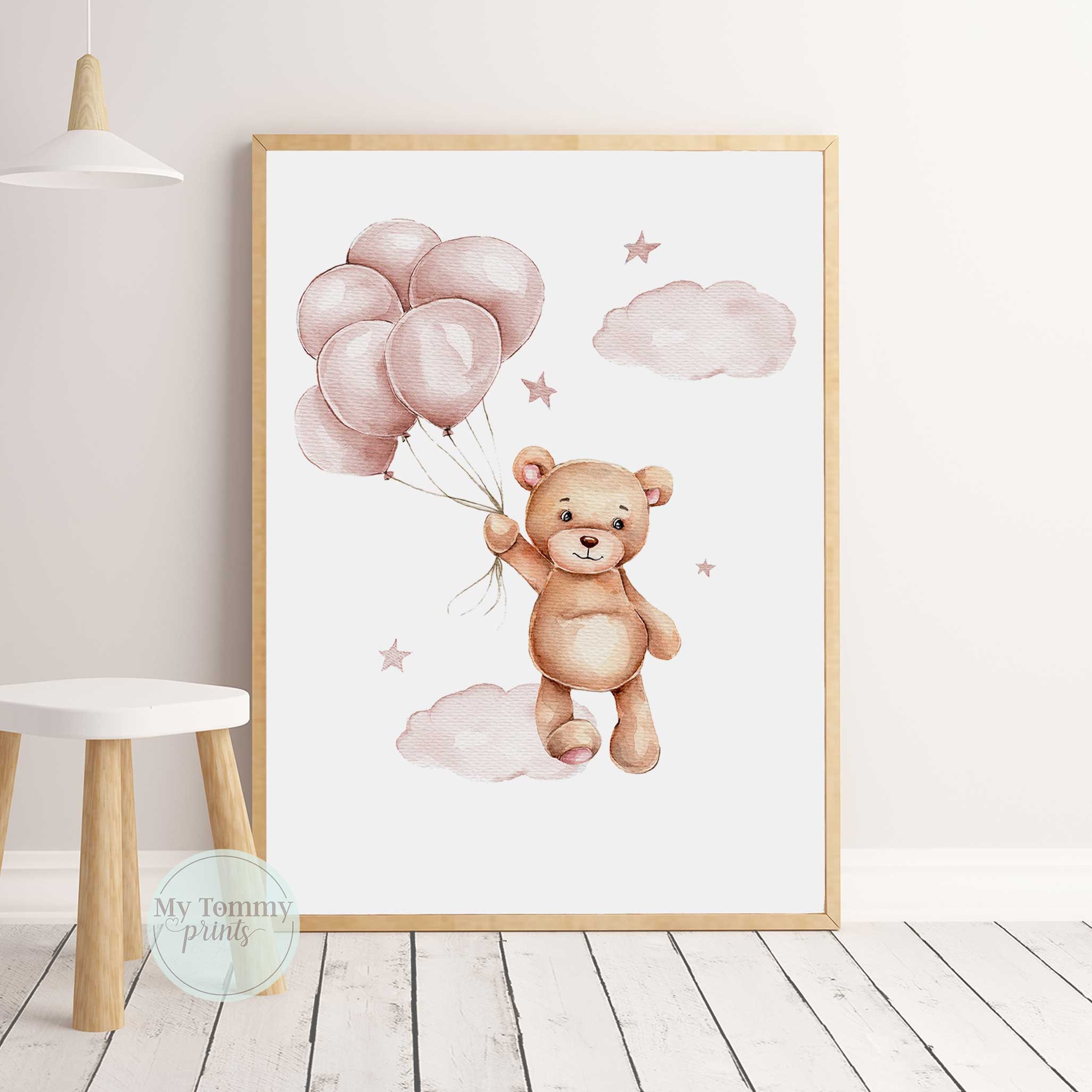 Pink Teddy Bear Nursery Prints Baby Girl Room Decor Set of 3 - Etsy ...