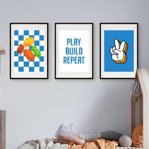 Colourful posters for cool kids bedroom or playroom wall decor