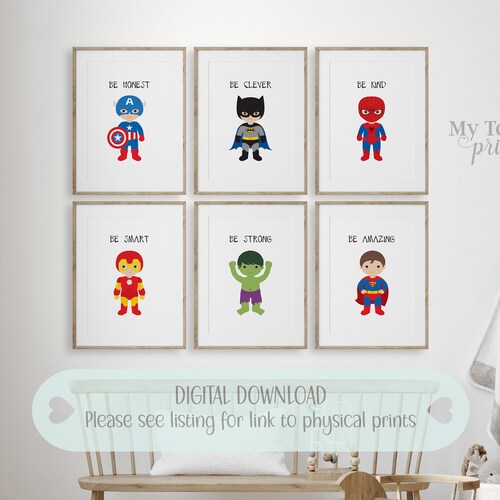 Superhero Prints Superhero Wall Art Digital Superhero Etsy