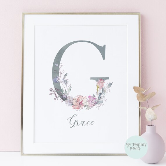 Personalised Koala Bear Print Baby Girl Nursery Prints Little Girls Bedroom  Decor Personalized Newborn Baby Gifts Floral Wreath Wall Art 