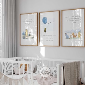 Winnie the Pooh Nursery Prints: Classic Quote Baby Room Decor (Digital Download Set of 3)