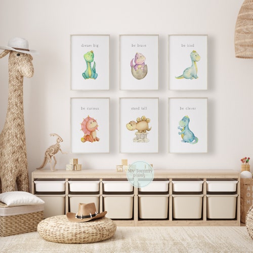 Dinosaur Bedroom Wall Art Nursery Prints Dino Printables Etsy