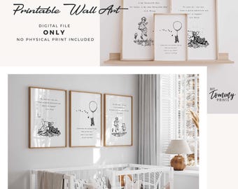 Winnie the Pooh Nursery Digital Prints • Set of 3 Downloadable Wall Art Quotes • Baby Room Decor • Classic A.A. Milne Illustrations
