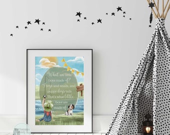 Boys Nursery Decor Baby Boy Wall Art Little Boys Bedroom Decor What Are Little Boys Made of Nursery Rhyme Baby Boys Nursery Prints