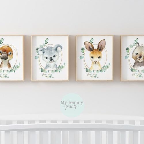 Australian Animals Nursery Nursery Prints Koala Kangaroo Etsy