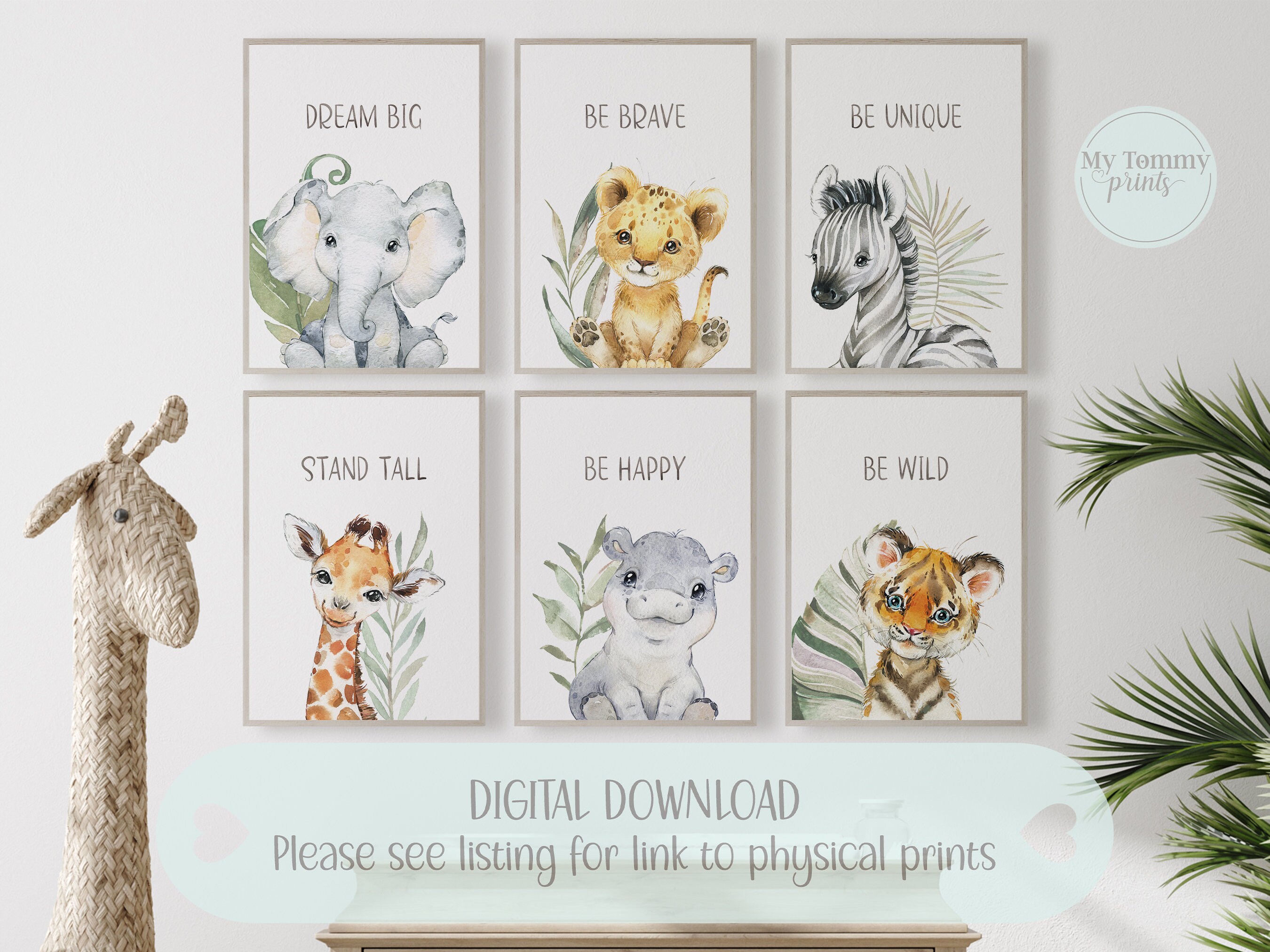 Set of 6 Baby Safari Animals Gender Neutral Nursery Prints - Etsy