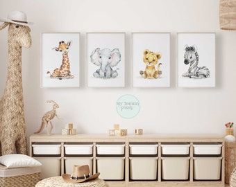 Safari Animal Nursery Prints: Gender Neutral Jungle Decor Set