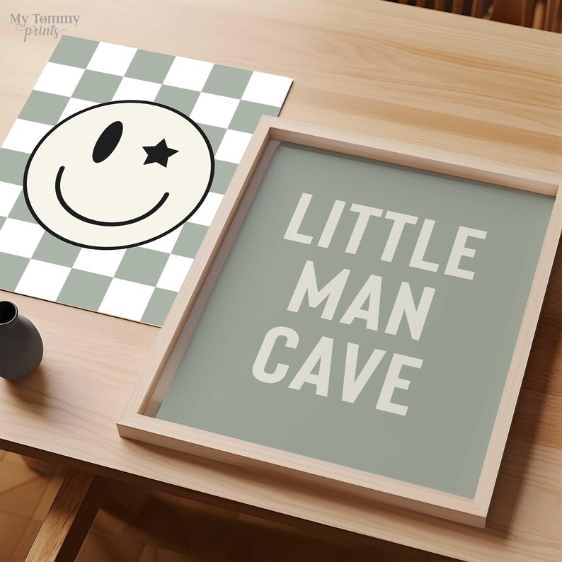 Little Man Cave Prints for Kids Bedroom, Fun Wall Art Decor, Boys Room