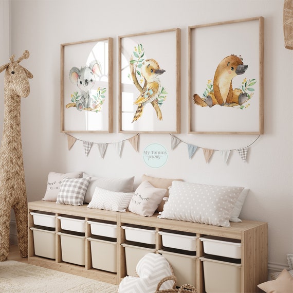 Set of Australian Animal Prints, Gender Neutral Nursery Wall Art