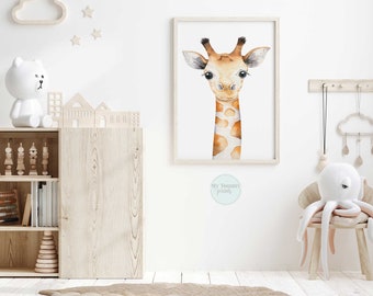 Giraffe Poster Print Gender Neutral Decor Nursery Prints Boys Bedroom Decor Girls bedroom Print Safari Theme Wall Art Giraffe With Bubblegum