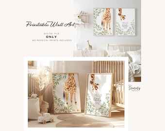 Giraffe Nursery Wall Art Printable Set Safari Jungle Theme Digital Download