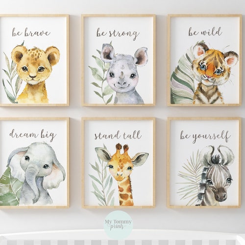 Jungle Animals Print Set of 6 Gender Neutral Wall Art - Etsy Jungle Animals Print Set of 6 Gender Neutral Wall Art - Etsy