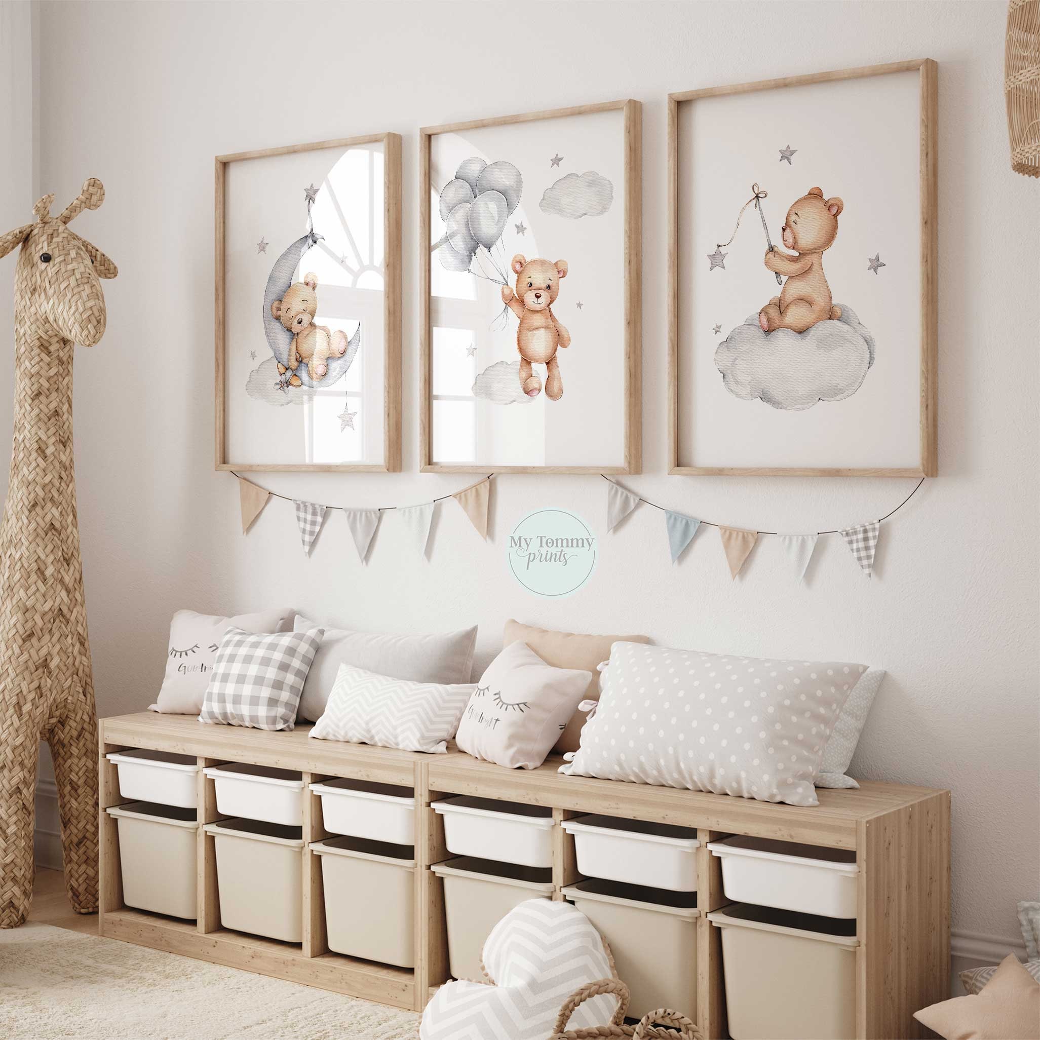 Set of 3 Teddy Bear Nursery Prints Boys Wall Art Bedroom Decor - Etsy