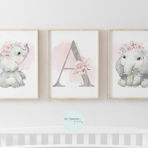 Baby Elephant Nursery Prints Set of 3 Whimsical Art for Kids Etsy