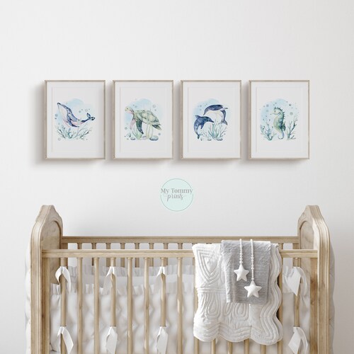 Girl Boy Nursery Decor. Marine Sea Life Nursery Wall Art. Set Etsy Australia