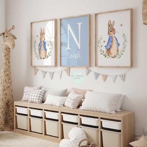 Perter Rabbit Kinderzimmer Dekor, Peter Rabbit Kinderzimmer Drucke, personalisierte Taufgeschenke, Beatrix Potter neues Baby Geschenk