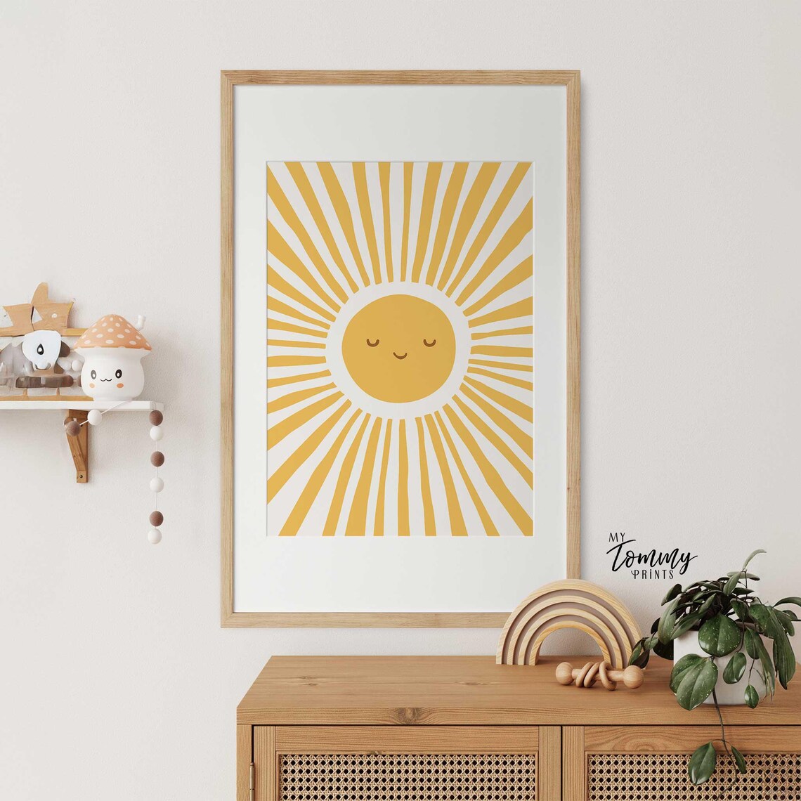 Sun Wall Art for Nursery, Smiling Sunshine Print, Baby Room Decor ...