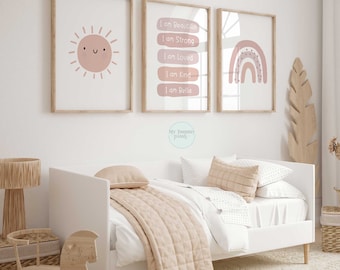 Personalized Affirmation Prints Blush Pink Nursery Decor, Set of 3