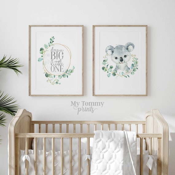 Personalised Koala Bear Print Baby Girl Nursery Prints Little Girls Bedroom  Decor Personalized Newborn Baby Gifts Floral Wreath Wall Art 