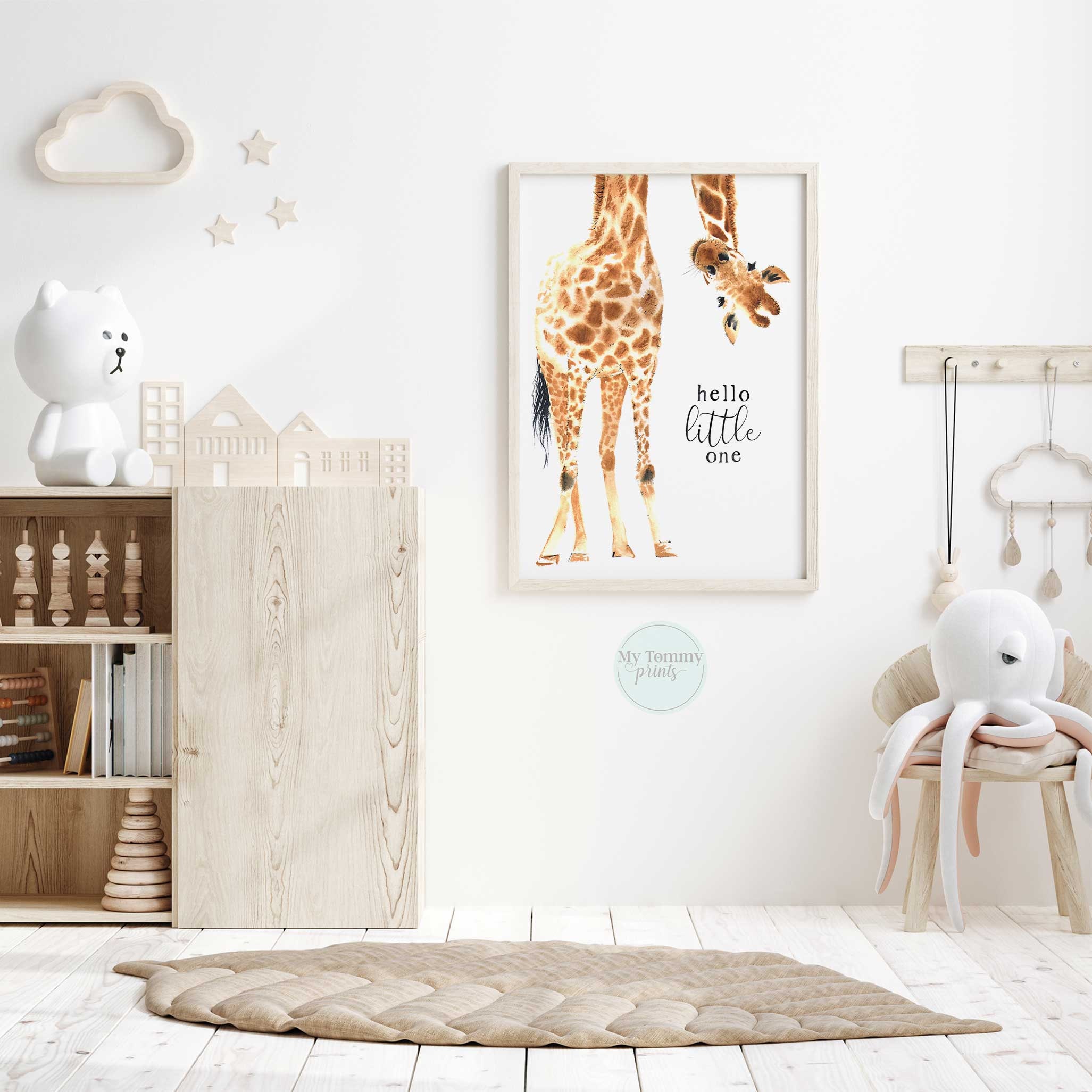 Giraffe Print Kinderzimmer Schlafzimmer Dekor Gender Neutral Decor Wall Art  Neue Baby Geschenke Hallo Little One Safari Tier Thema Tier Wandkunst