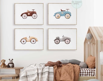 Set of Vintage Car Prints for Little Boys Bedroom Decor Cars