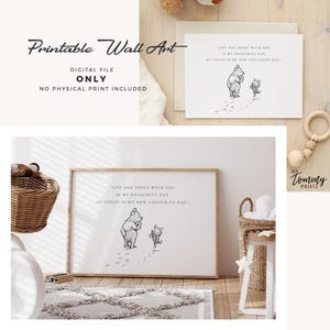 Impresión clásica con cita de Winnie the Pooh – Arte neutro para habitación de bebé – Póster en blanco y negro – Decoración de pared con descarga digital