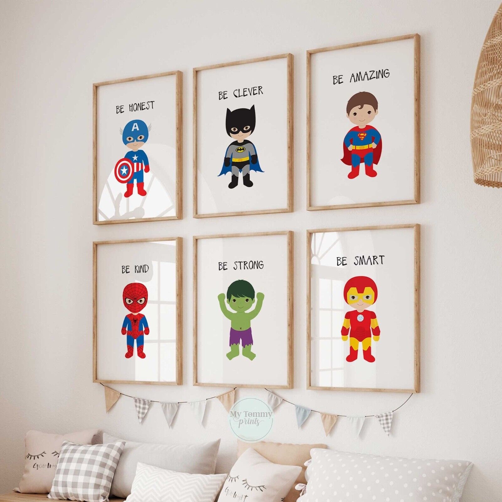DC Superhero Girls Christian Nursery Decor Art Set of 6 Prints