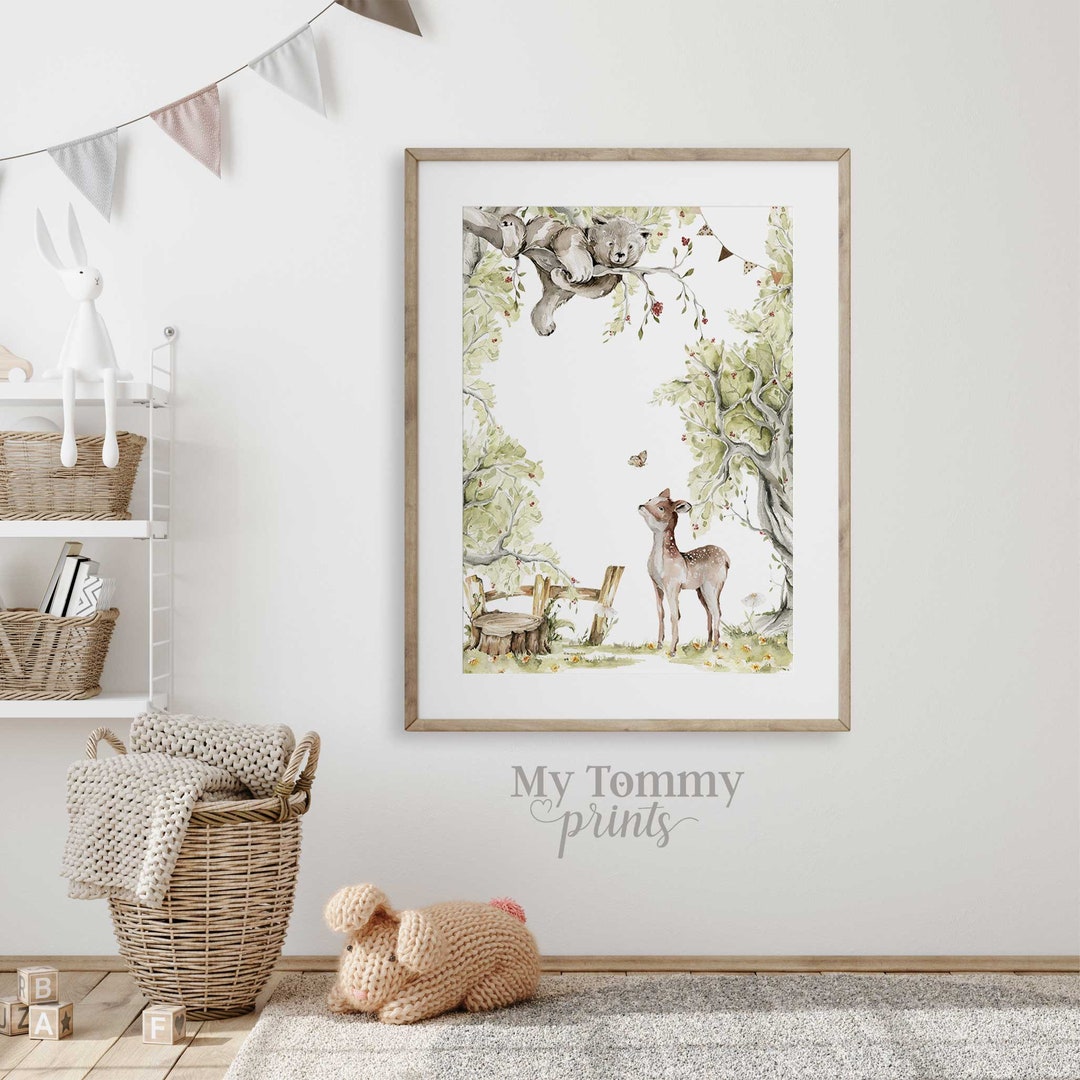 Woodland Nursery Print Baby Girl Nursery Print Little Girls Bedroom ...