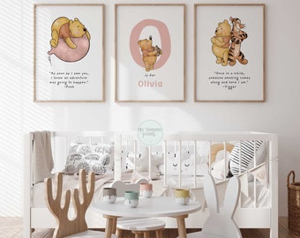 Winnie the Pooh Nursery Prints: Personalized Baby Gift, Set of 3 Tigger Wall Art