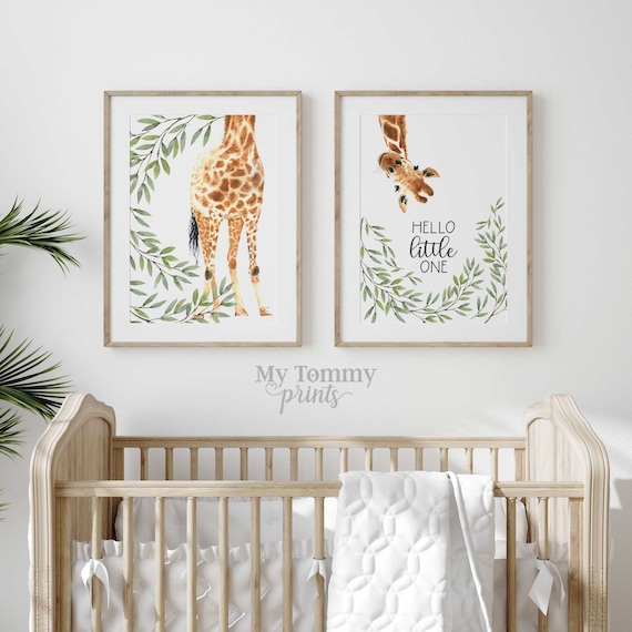 Hello Little One Giraffe Prints Gender Neutral Baby Decor Giraffe Nursery Prints Jungle Wall Art New Baby Gifts Safari Theme Nursery Etsy Canada