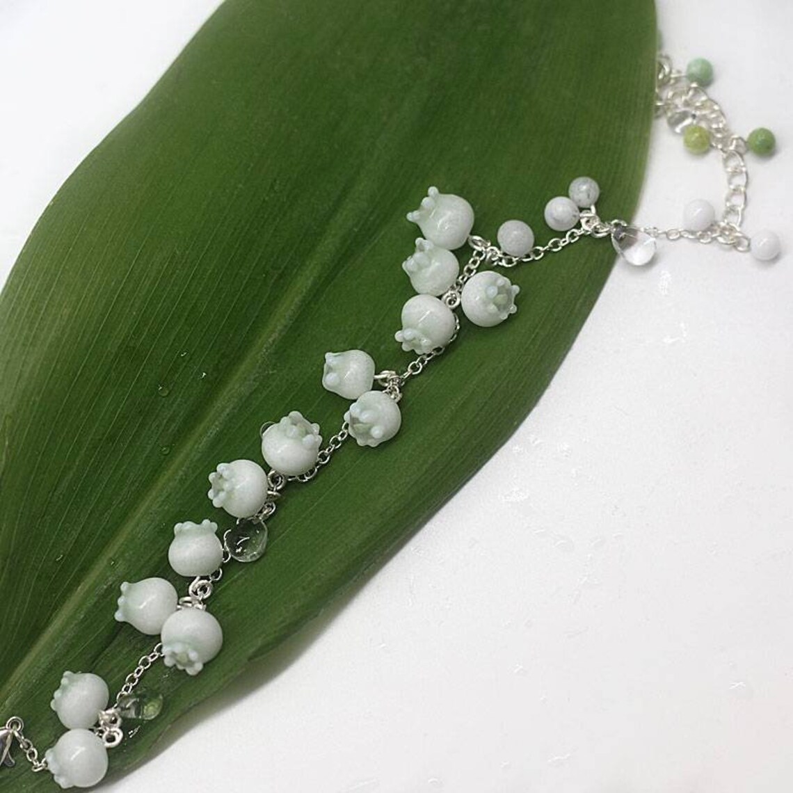 Lily of the valley bracelet Statement glass bracelet Floral Etsy