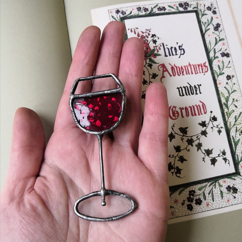 Wine pin Stain glass jewelry Glass of Wine brooch Gift for girlfriend