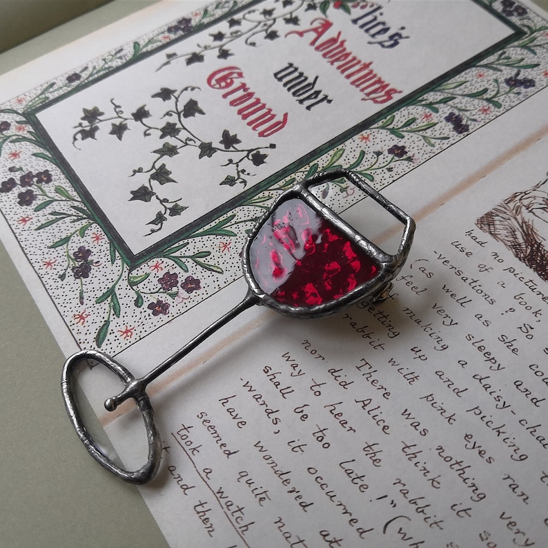 Wine pin Stain glass jewelry Glass of Wine brooch Gift for girlfriend