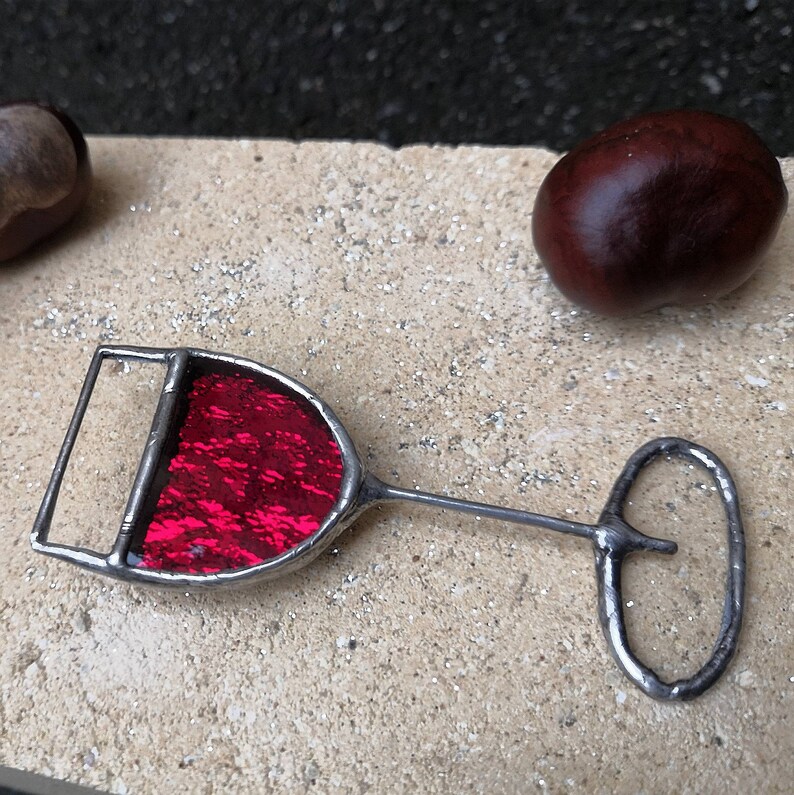Wine pin Stain glass jewelry Glass of Wine brooch Gift for girlfriend