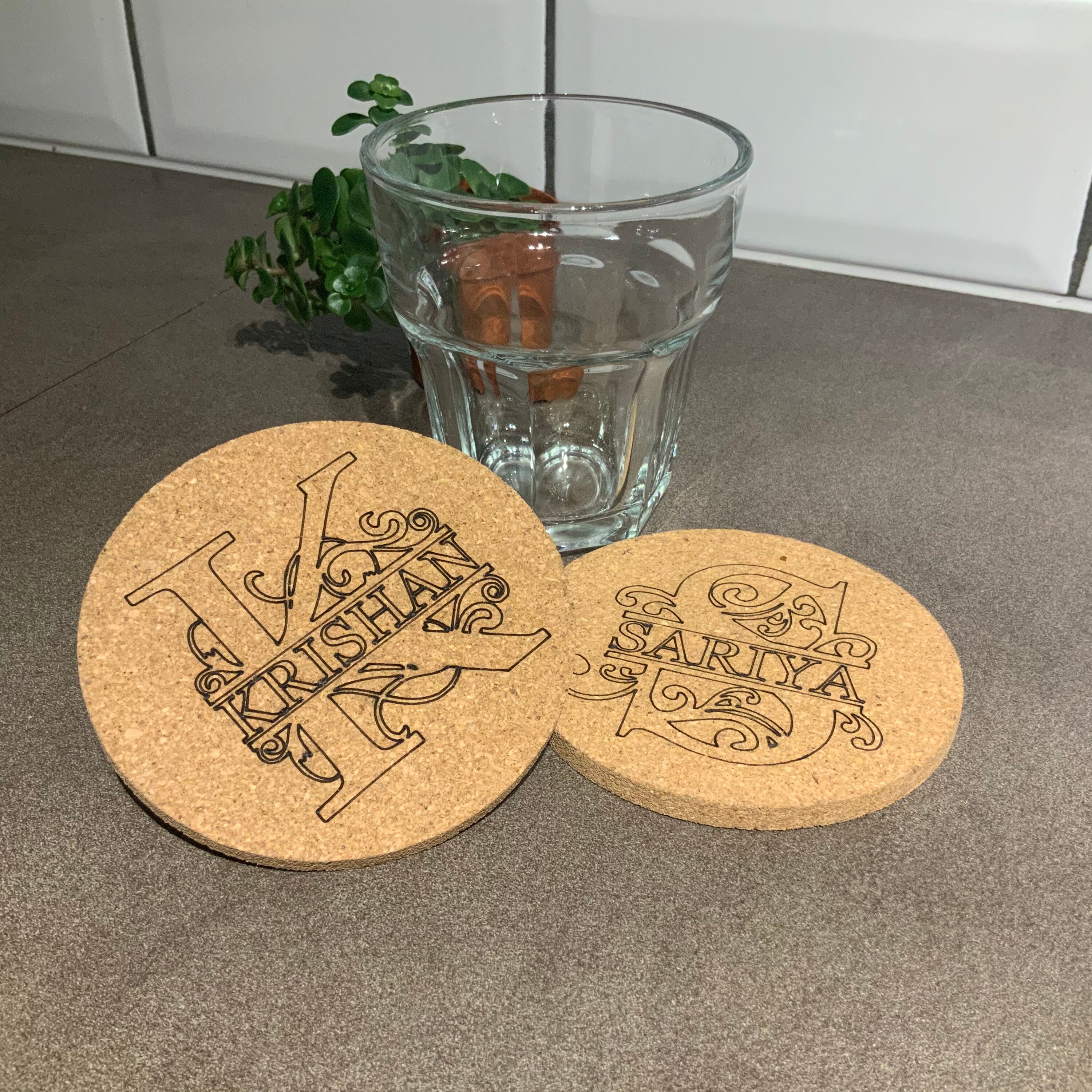 Set of Personalised Cork Coasters Great Gift for Him or Her Etsy UK