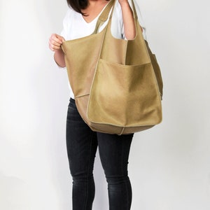 Soft Leather Bag, Leather Tote Bag, Leather Purse, Large Tote Bag, Slouchy Leather Bag, Camel Brown tote, Weekender Bag, BOLOGNA Bag