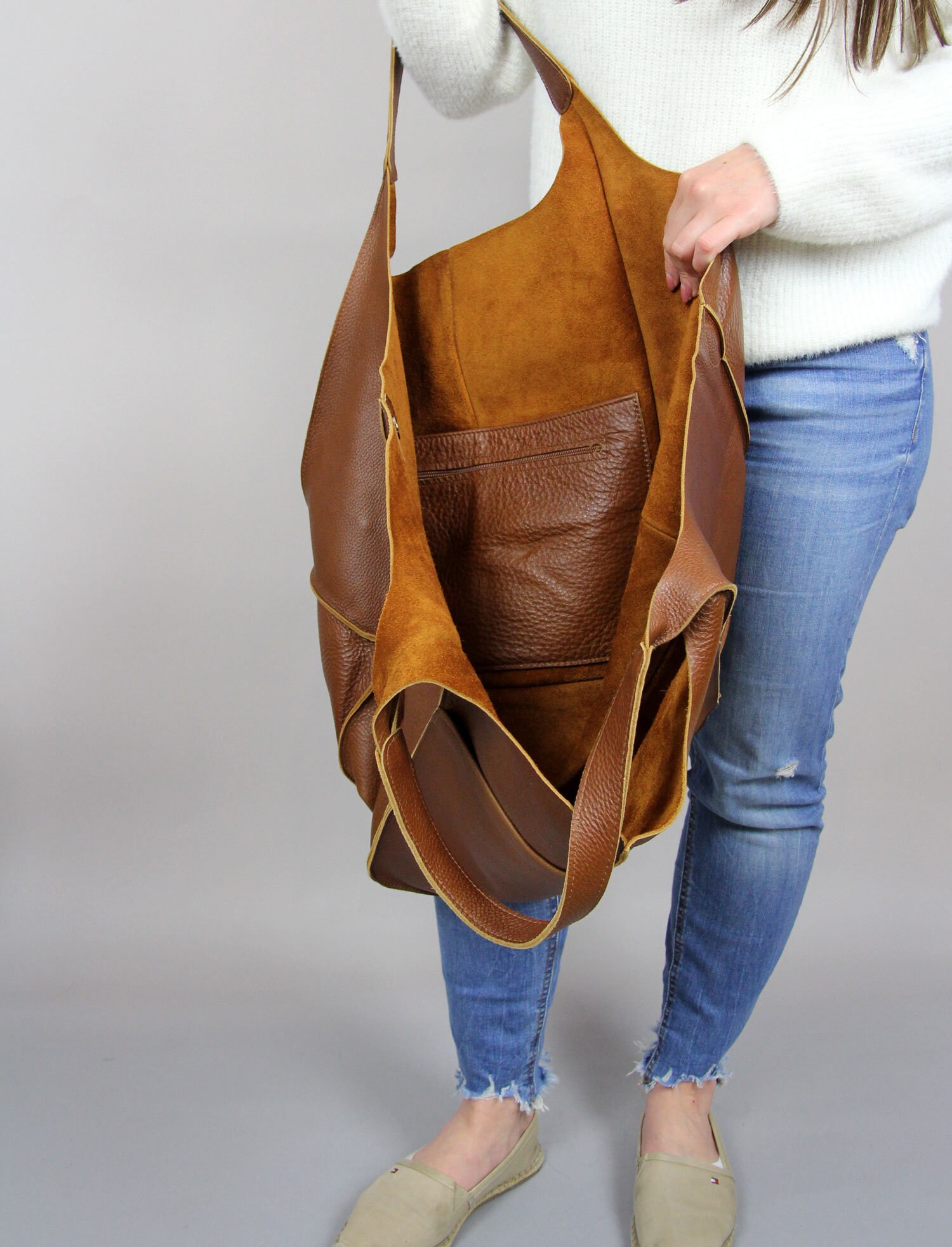 Large Leather Tote Bag, OVERSIZED Women Leather Tote, Bag for Work