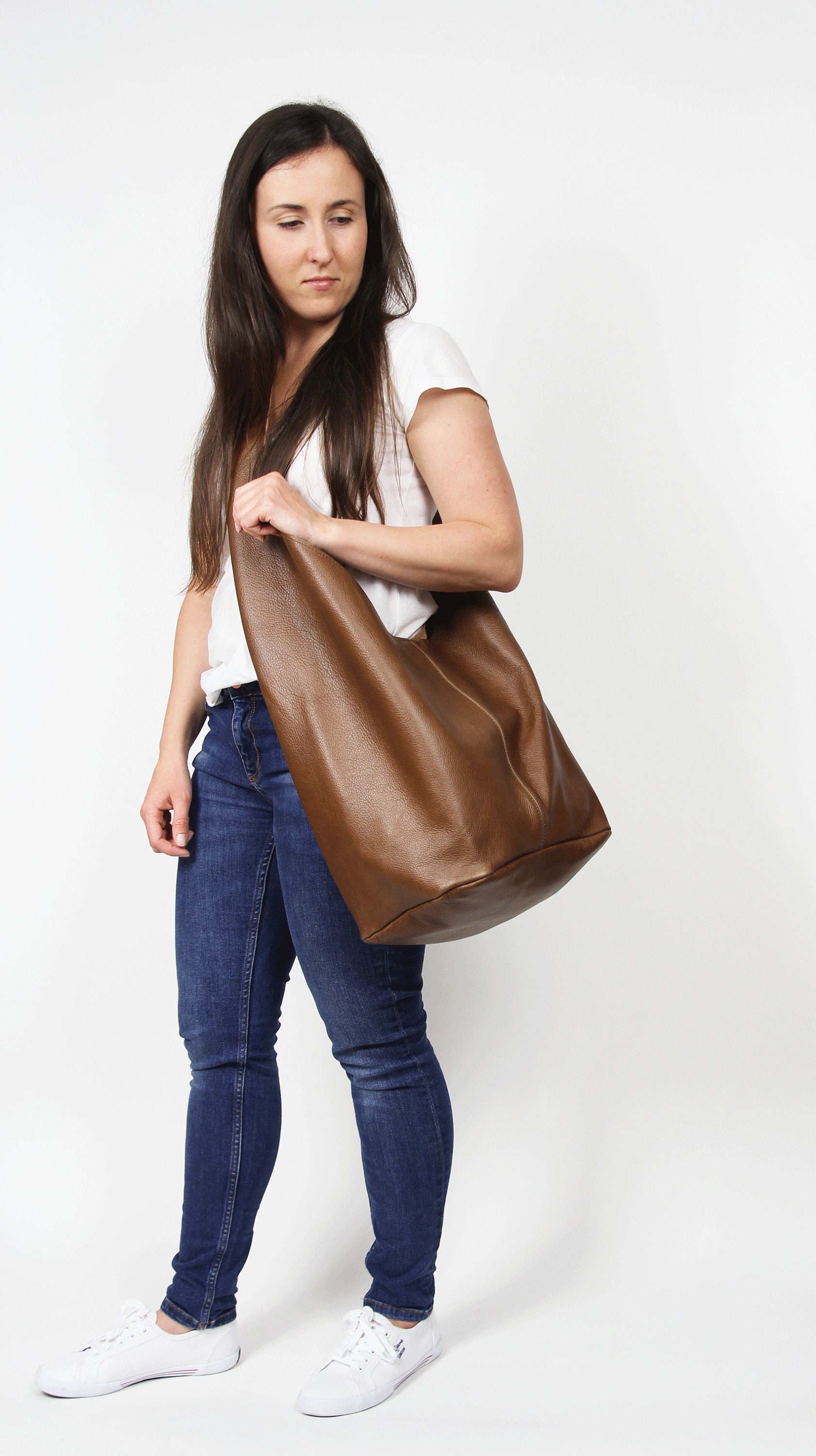 LEATHER HIPPIE Bag Brown Slouchy Hobo Brown BOHO Bag Leather - Etsy