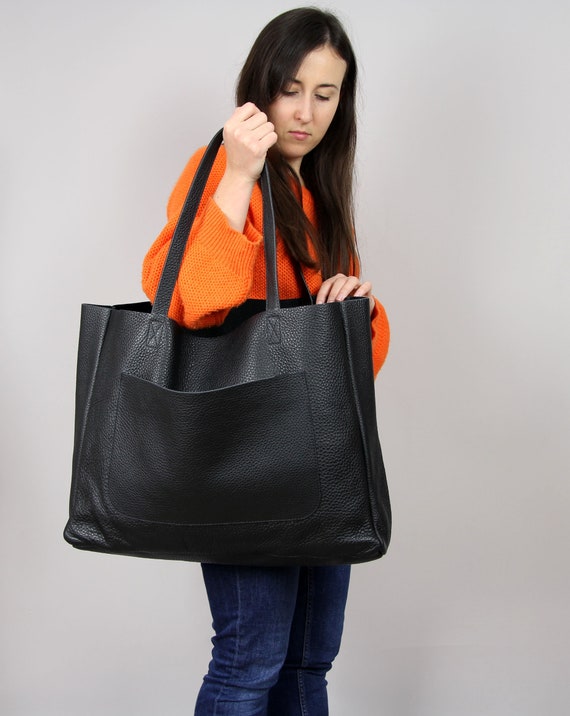 Oversized Tote Bag, Leather Tote Bag, Large Leather Bag