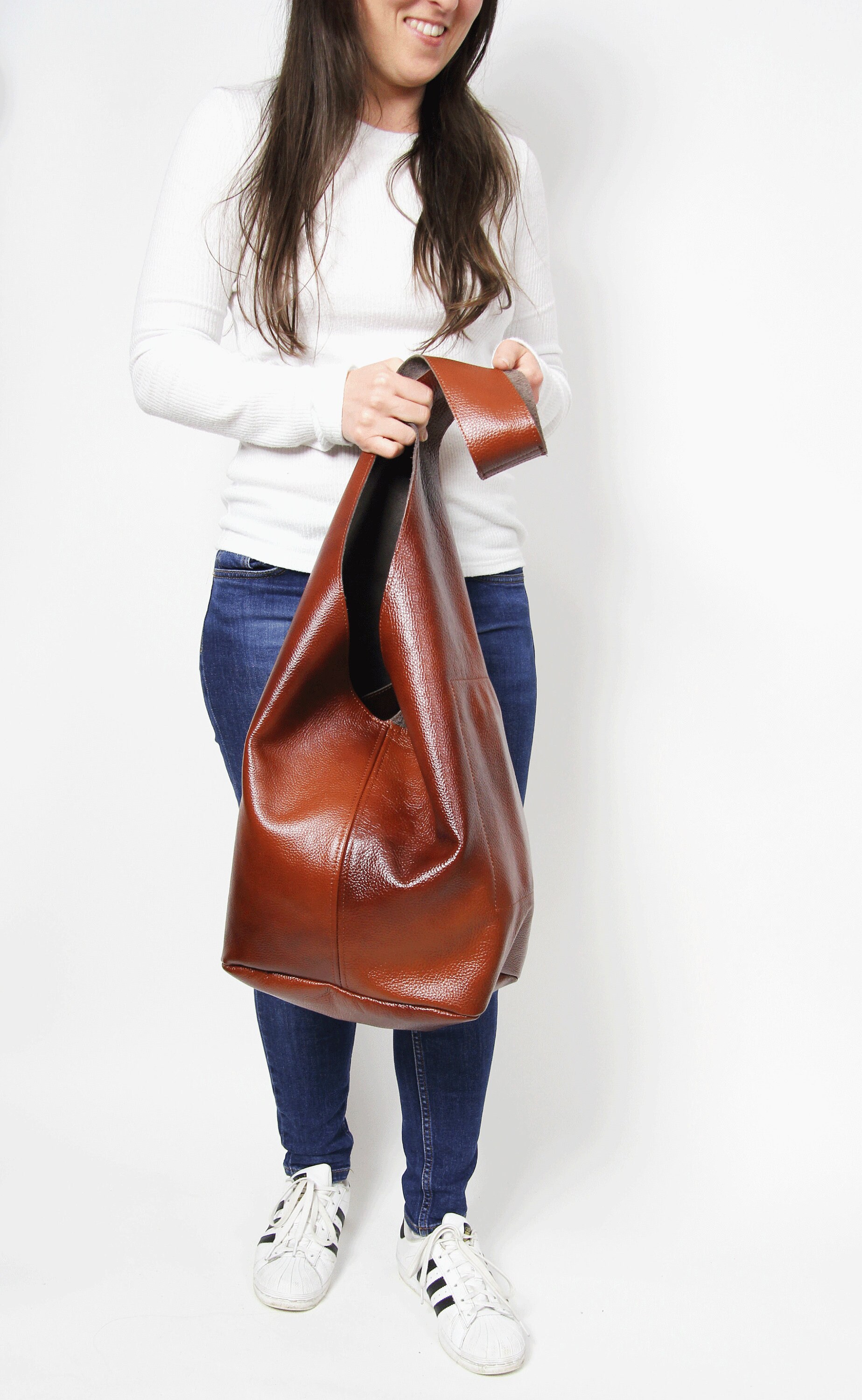 Leather cheap slouch purse