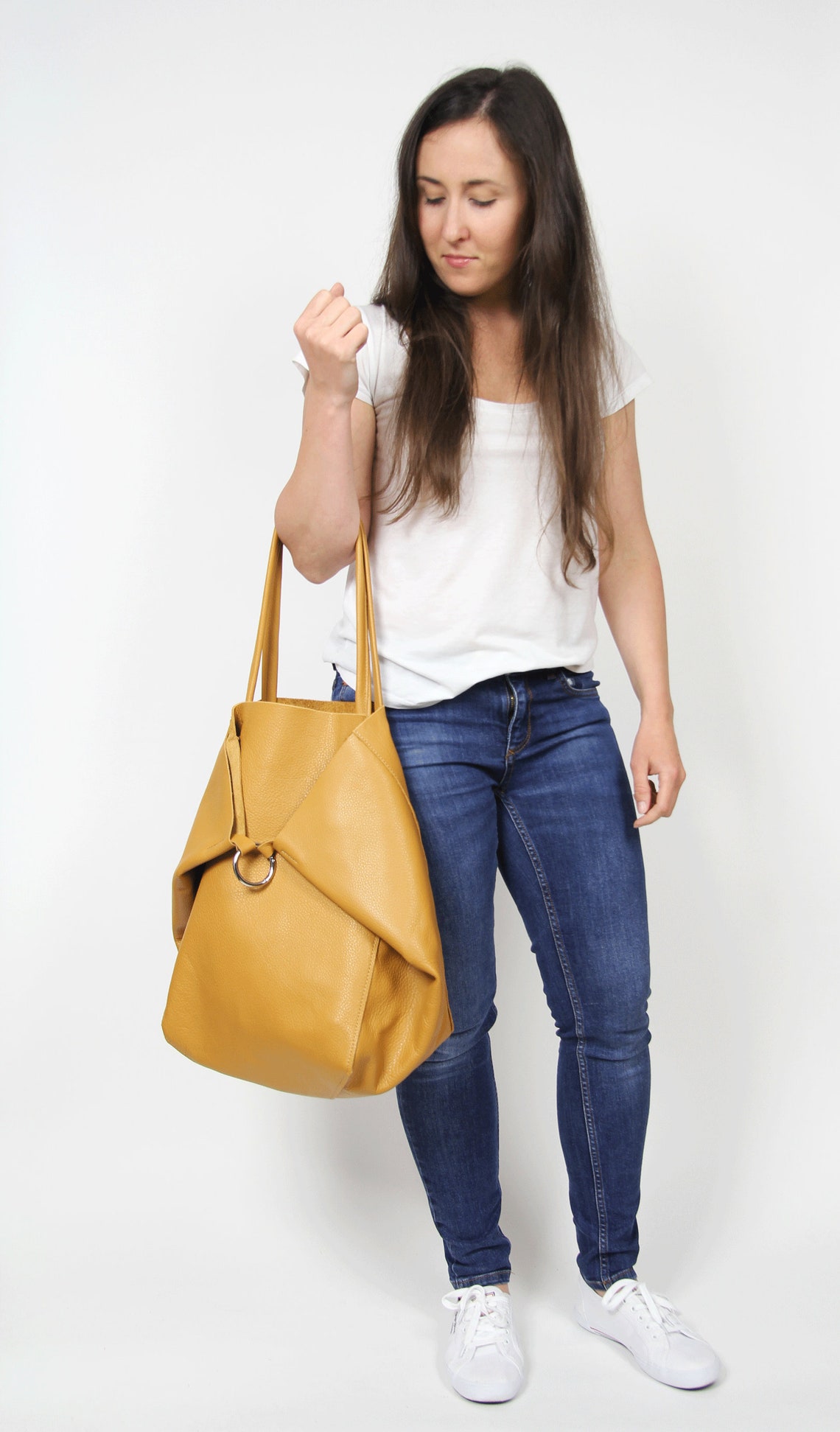 Leather Purse Bag Mustard Tote Bag Yellow Leather Tote Bag Leather Work ...
