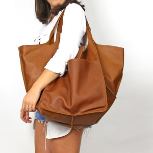 Large Leather Tote Bag, OVERSIZED Women Leather Tote, Bag for Work, Brown Leather Tote, Leather Tote Bag, Large Shoulder Bag, BOLOGNA Bag