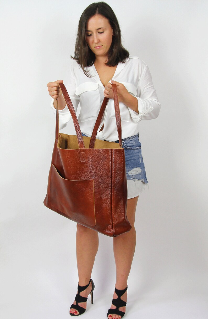 BROWN LEATHER Shoulder Bag Carry on Bag Full Grain Leather Etsy
